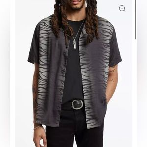 NWT JOHN VARVATOS DANNY SHIRT zebra print black short sleeve size S